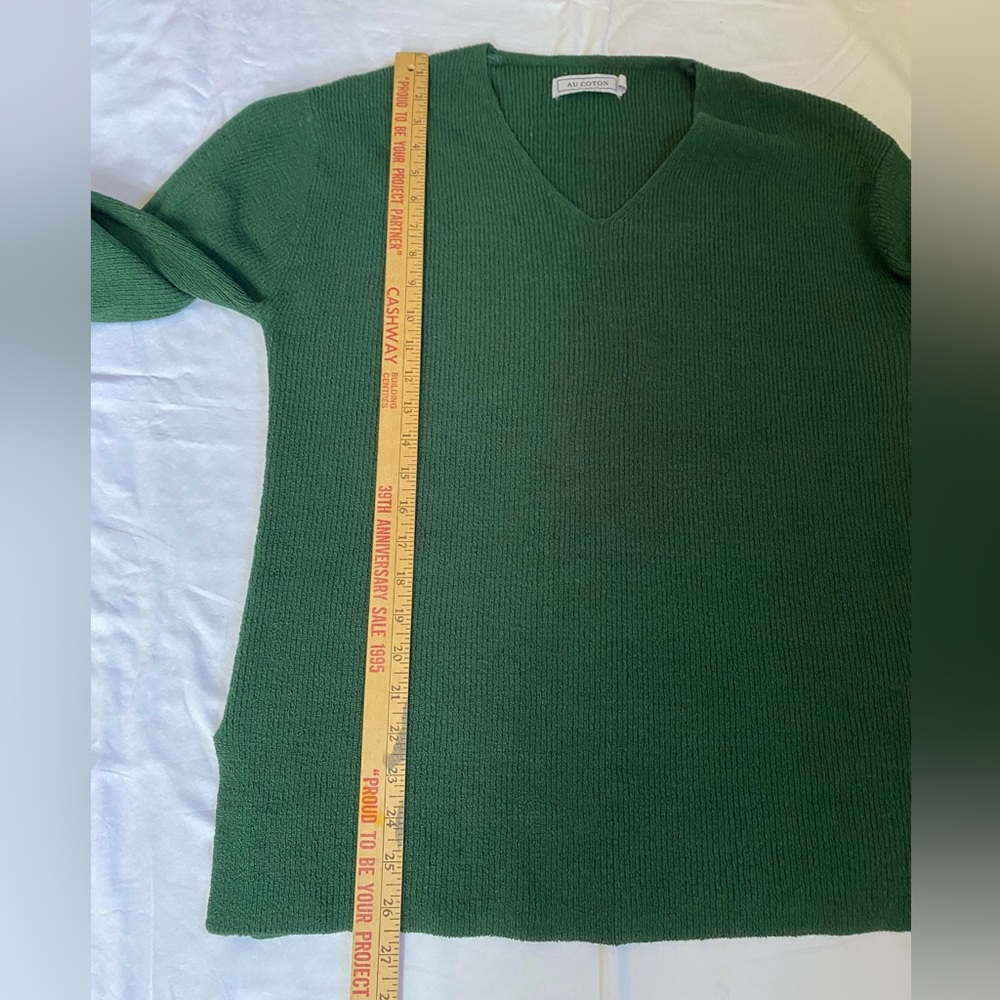 Women's Dark Green V-Neck Longer Length Sweater Tunic MD Cozycore Cottagecore - Picture 14 of 16